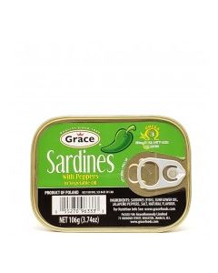 GRACE SARDINES VEG OIL PEPPERS 106g